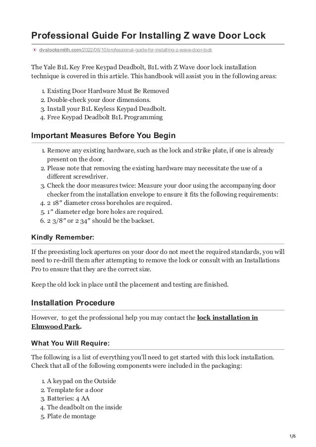 Professional Guide For Installing Z wave Door