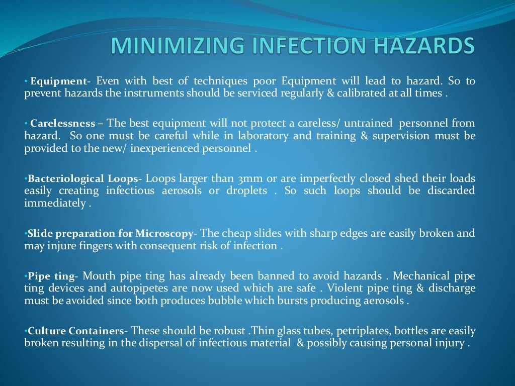 Professional health hazards in a microbiology laboratory and Precauti…