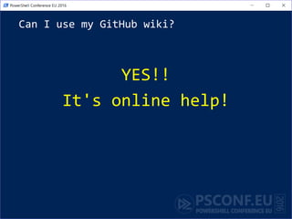 Can I use my GitHub wiki?
YES!!
It's online help!
 