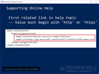 Supporting Online Help
First related link in help topic
-- Value must begin with 'http' or 'https'
Supporting Online Help (MSDN)
 