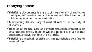 False Documentation Example Professionalism in Nursing by Shraboni Roy | PPTX