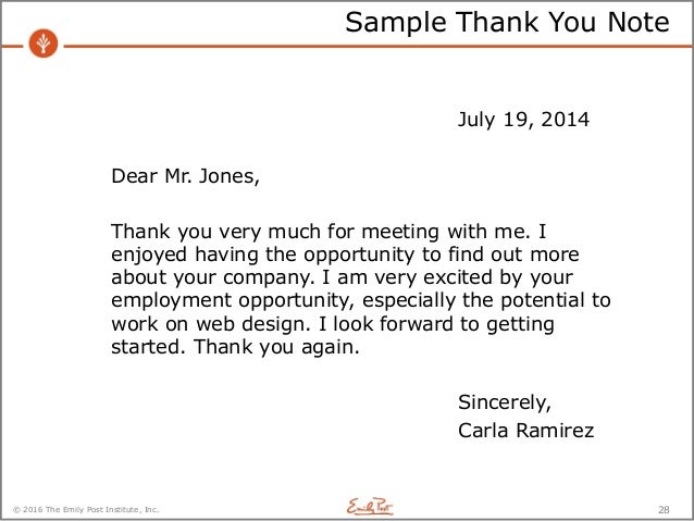 emily post thank you notes examples thank you note examples