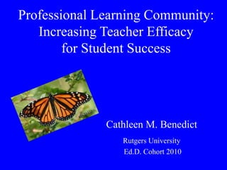 Professional Learning Community:
Increasing Teacher Efficacy
for Student Success

Cathleen M. Benedict
Rutgers University
Ed.D. Cohort 2010

 