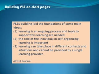 Building PLE on start pages
 