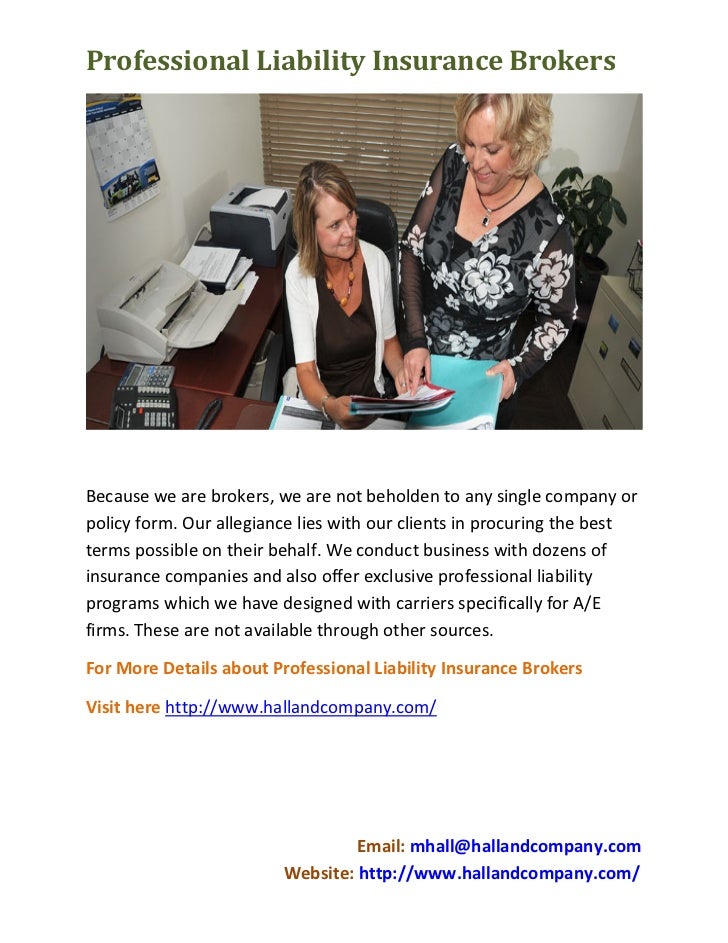 Professional liability insurance brokers