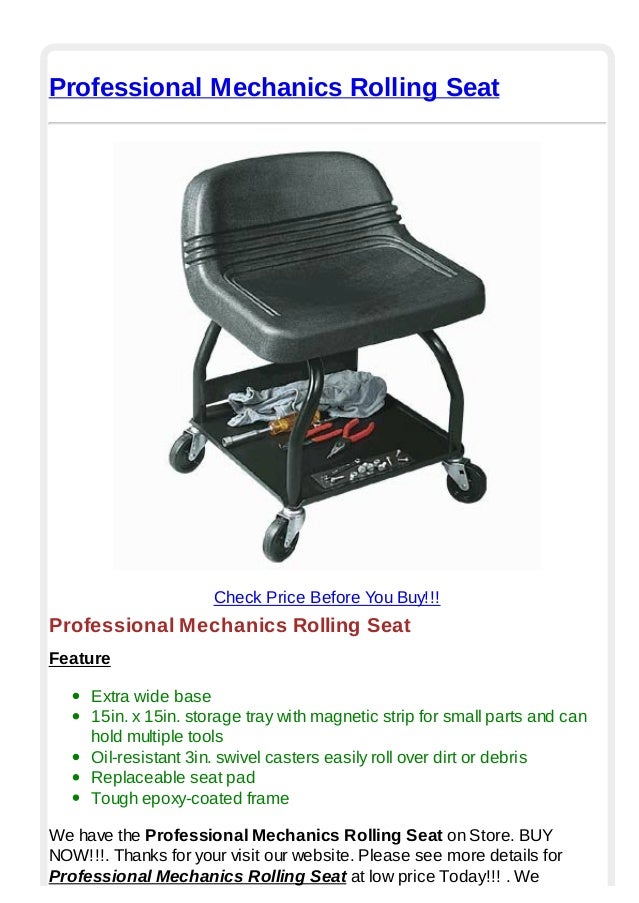 Professional mechanics rolling seat