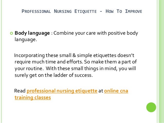 etiquette of nursing assignment
