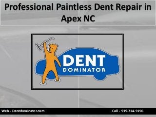 Professional Paintless Dent Repair in
Apex NC
Web - Dentdominator.com Call - 919-714-9196
 