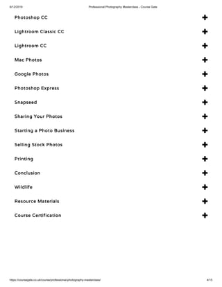 Professional Photography Masterclass - Course Gate | PDF