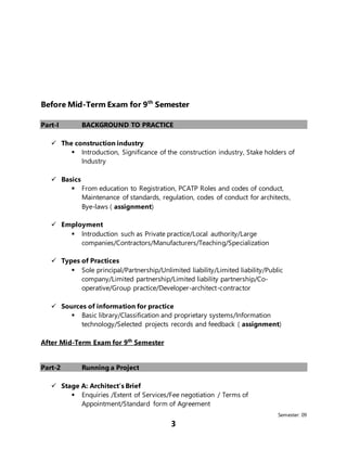 Professional practice (course outline 9th semester) | DOC