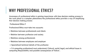 Professional Practices Comprehensive Overview of Professional Ethics in IT Sector for Students ...