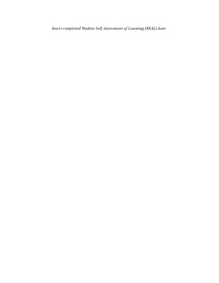 Insert completed Student Self Assessment of Learning (SSAL) here
 