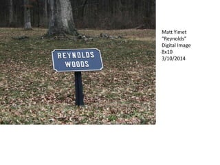 Matt Yimet
“Reynolds”
Digital Image
8x10
3/10/2014
 