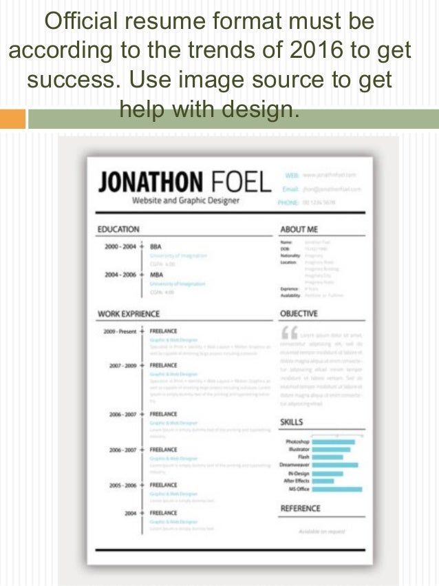 professional resume format 2016