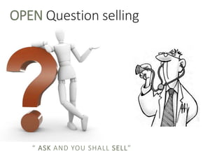 OPEN Question selling
“ ASK AND YOU SHALL SELL”
WWW.TRAININGCOURSEMATERIAL.COM
 