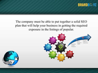The company must be able to put together a solid SEO
plan that will help your business in getting the required
exposure in the listings of popular.
 