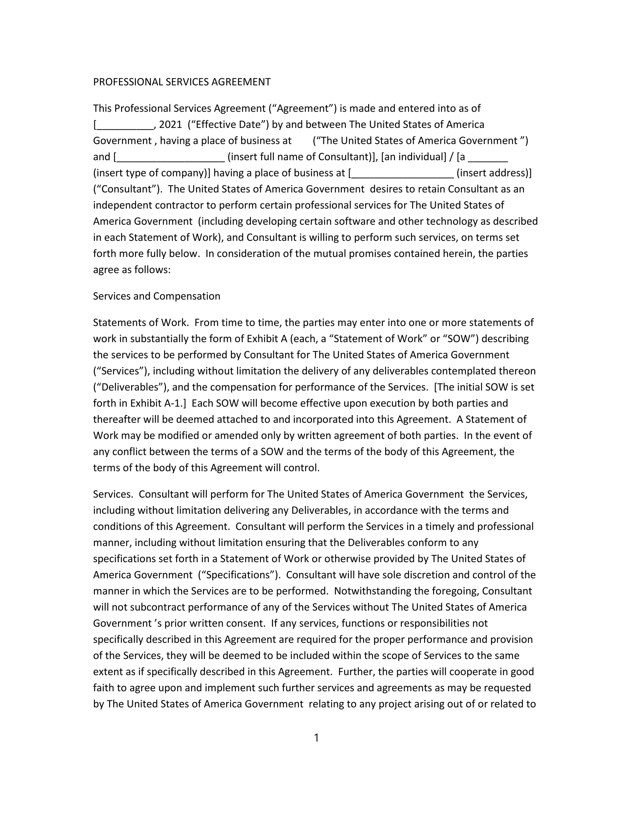 United States of America services agreement for Companies | PDF