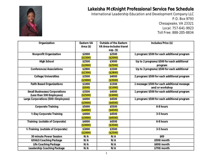 Professional Services Fee Schedule