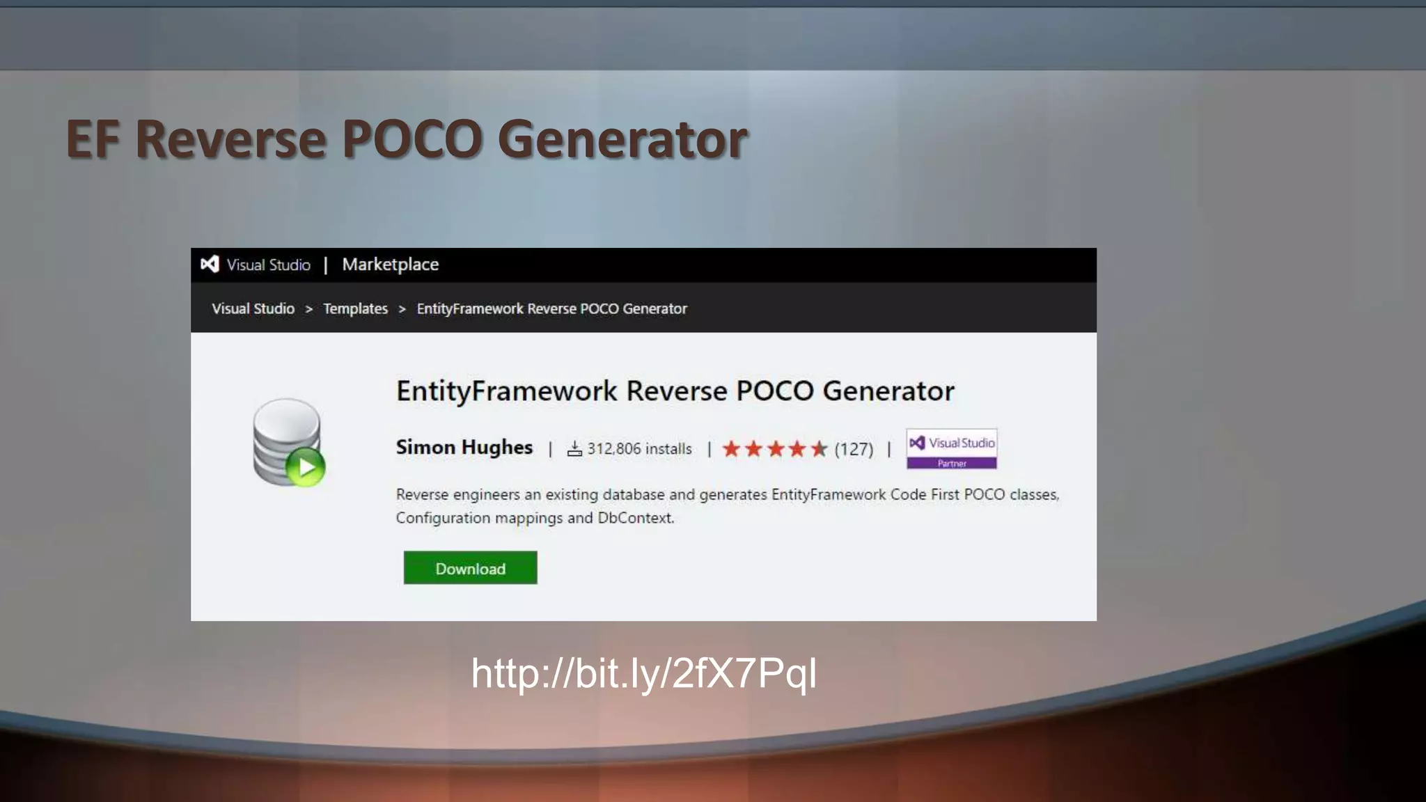 EF Reverse POCO Generator
http://bit.ly/2fX7Pql
 