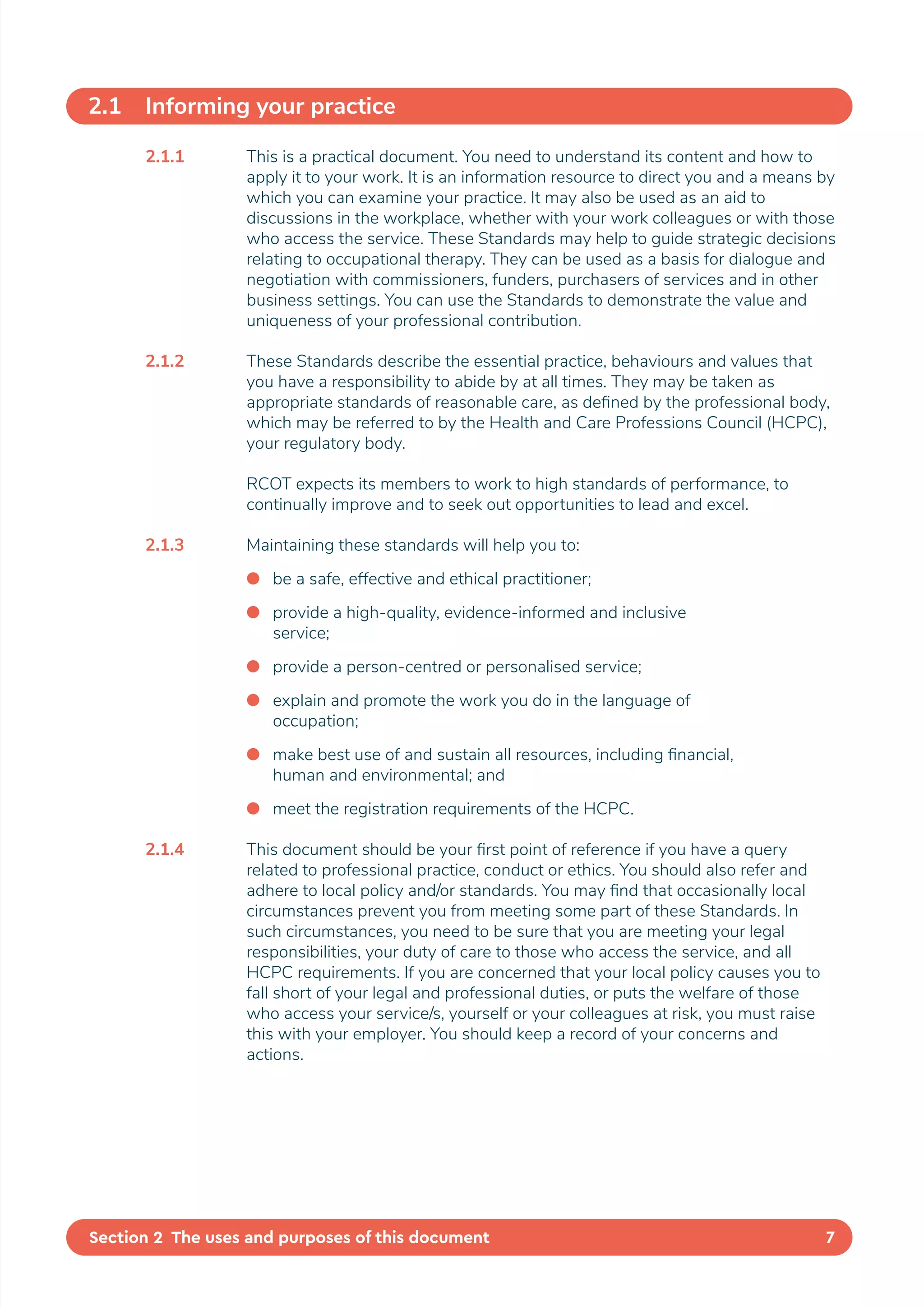 Professional Standards for Occupational Therapy Practice, Conduct and ...