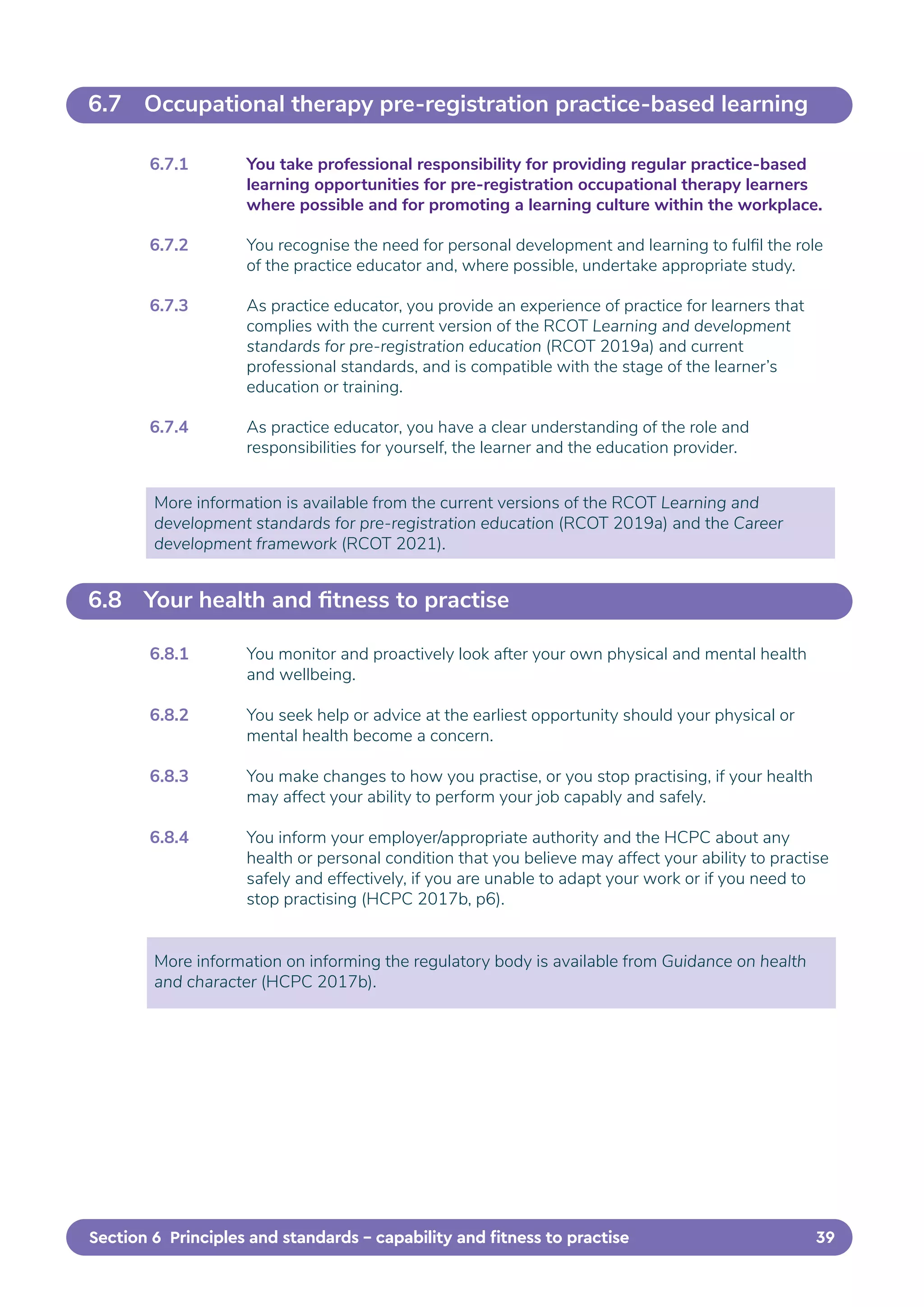Professional Standards for Occupational Therapy Practice, Conduct and ...