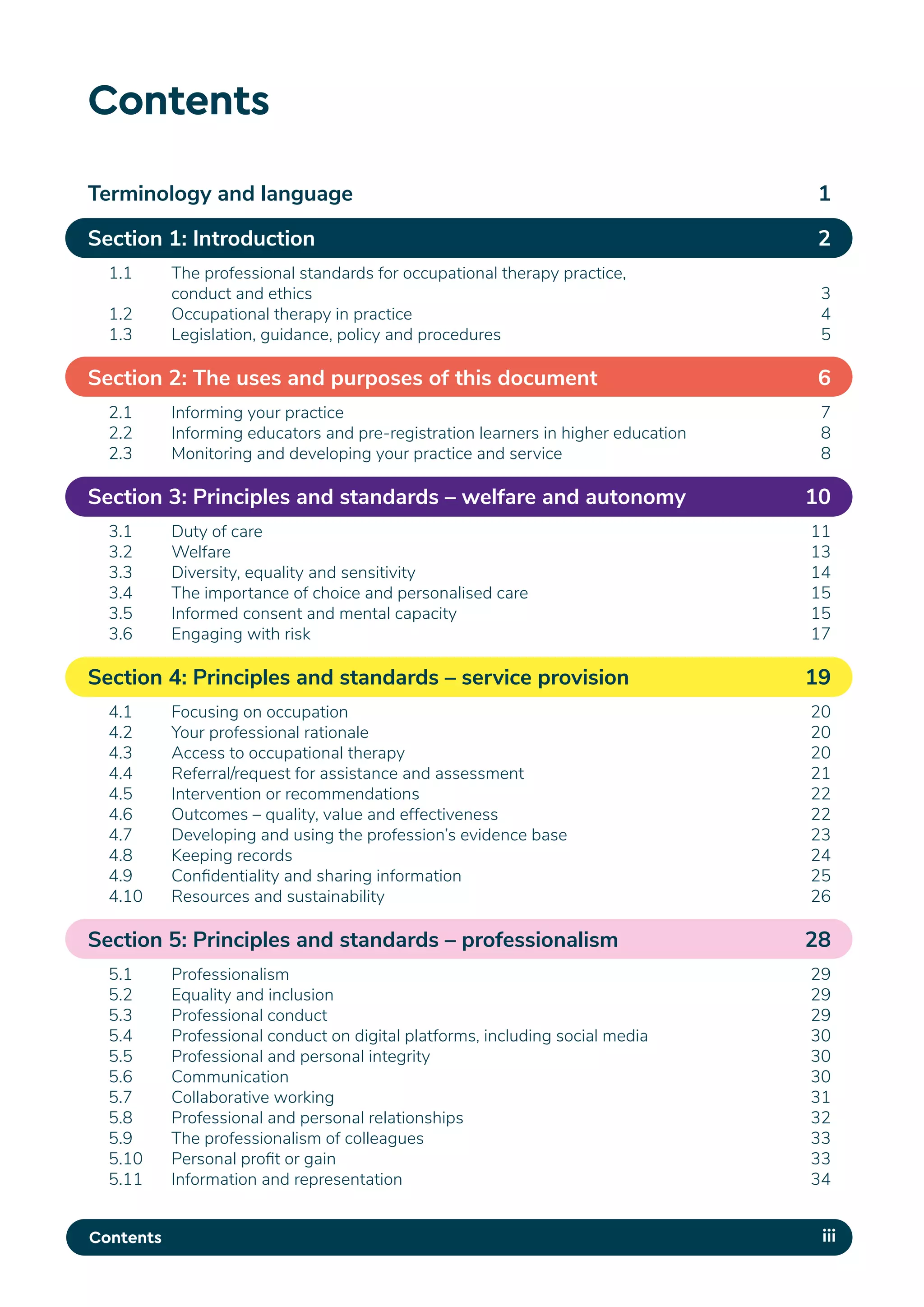 Professional Standards for Occupational Therapy Practice, Conduct and ...