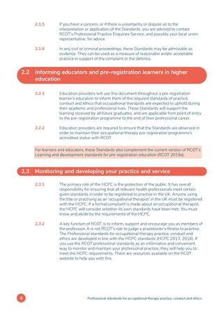 Professional Standards for Occupational Therapy Practice, Conduct and ...