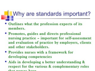 developing nursing standards of practice