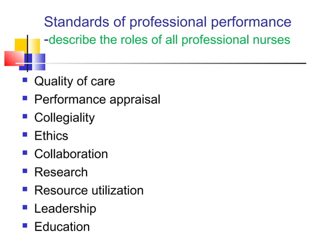 Professional Standards In Nursing PPT