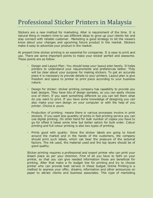 professional sticker printer