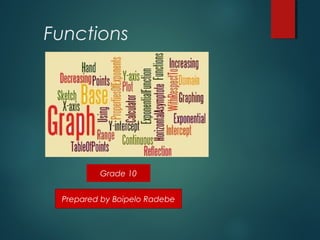 Functions
Prepared by Boipelo Radebe
Grade 10
 