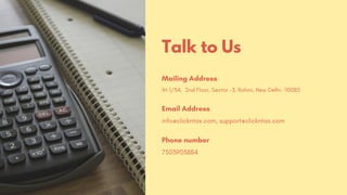 Talk to Us
Mailing Address
1H-1/34,  2nd Floor, Sector -3, Rohini, New Delhi- 110085
Email Address
info@clickntax.com, support@clickntax.com
Phone number
7503903884
 