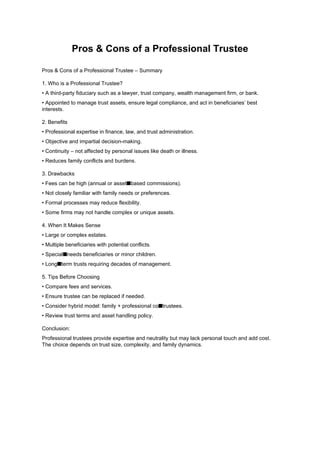 Visual Reference: Types Of Trusts Managed By Professional Trustees