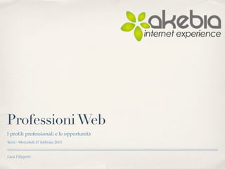 Professioni Web
I proﬁli professionali e le opportunità
Terni - Mercoledì 27 febbraio 2013


Luca Filippetti
 