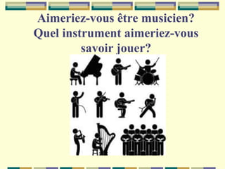 Aimeriez-vous être musicien?
Quel instrument aimeriez-vous
savoir jouer?

 