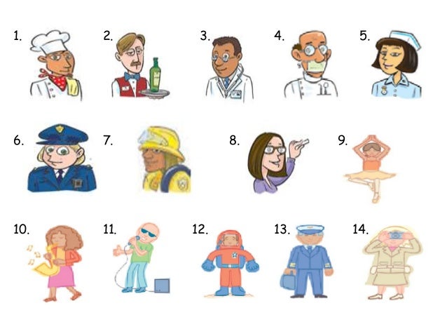english for waiters sentences Professions