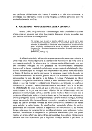 Professor alfabetizador e a Línguistica | DOC