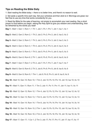 Professor horner's bible reading system daily plan | PDF