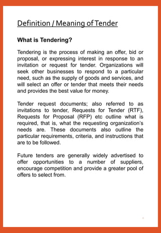 Types of tender and their processing. | PDF