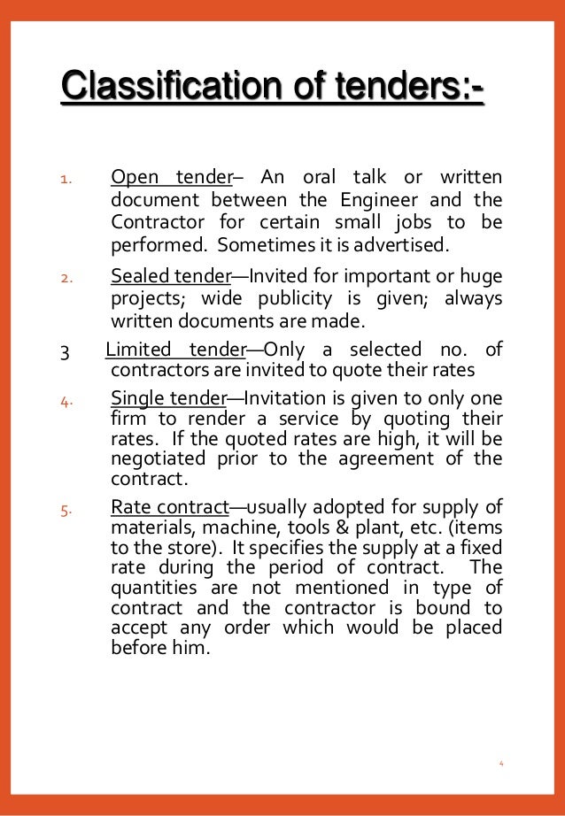Types of tender and their processing. Types of tender and their processing.