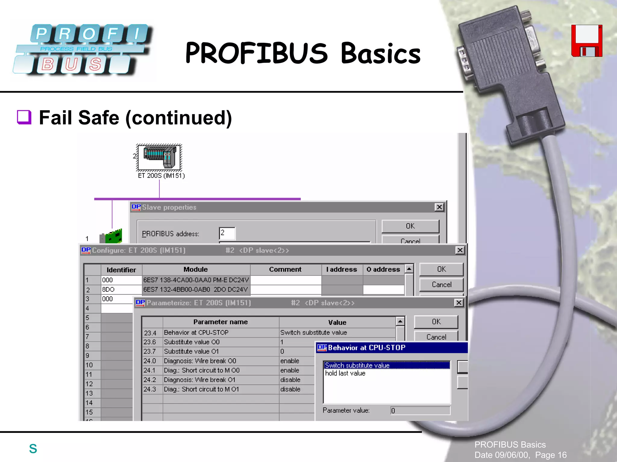 PROFIBUS Basics
Date 09/06/00, Page 16
PROFIBUS Basics
s
Fail Safe (continued)
 