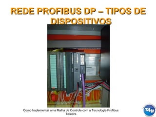 Como Implementar uma Malha de Controle com a Tecnologia Profibus
Teixeira
REDE PROFIBUS DP – TIPOS DEREDE PROFIBUS DP – TIPOS DE
DISPOSITIVOSDISPOSITIVOS
 