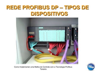 Como Implementar uma Malha de Controle com a Tecnologia Profibus
Teixeira
REDE PROFIBUS DP – TIPOS DEREDE PROFIBUS DP – TIPOS DE
DISPOSITIVOSDISPOSITIVOS
 