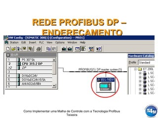 Como Implementar uma Malha de Controle com a Tecnologia Profibus
Teixeira
REDE PROFIBUS DP –REDE PROFIBUS DP –
ENDEREÇAMENTOENDEREÇAMENTO
 