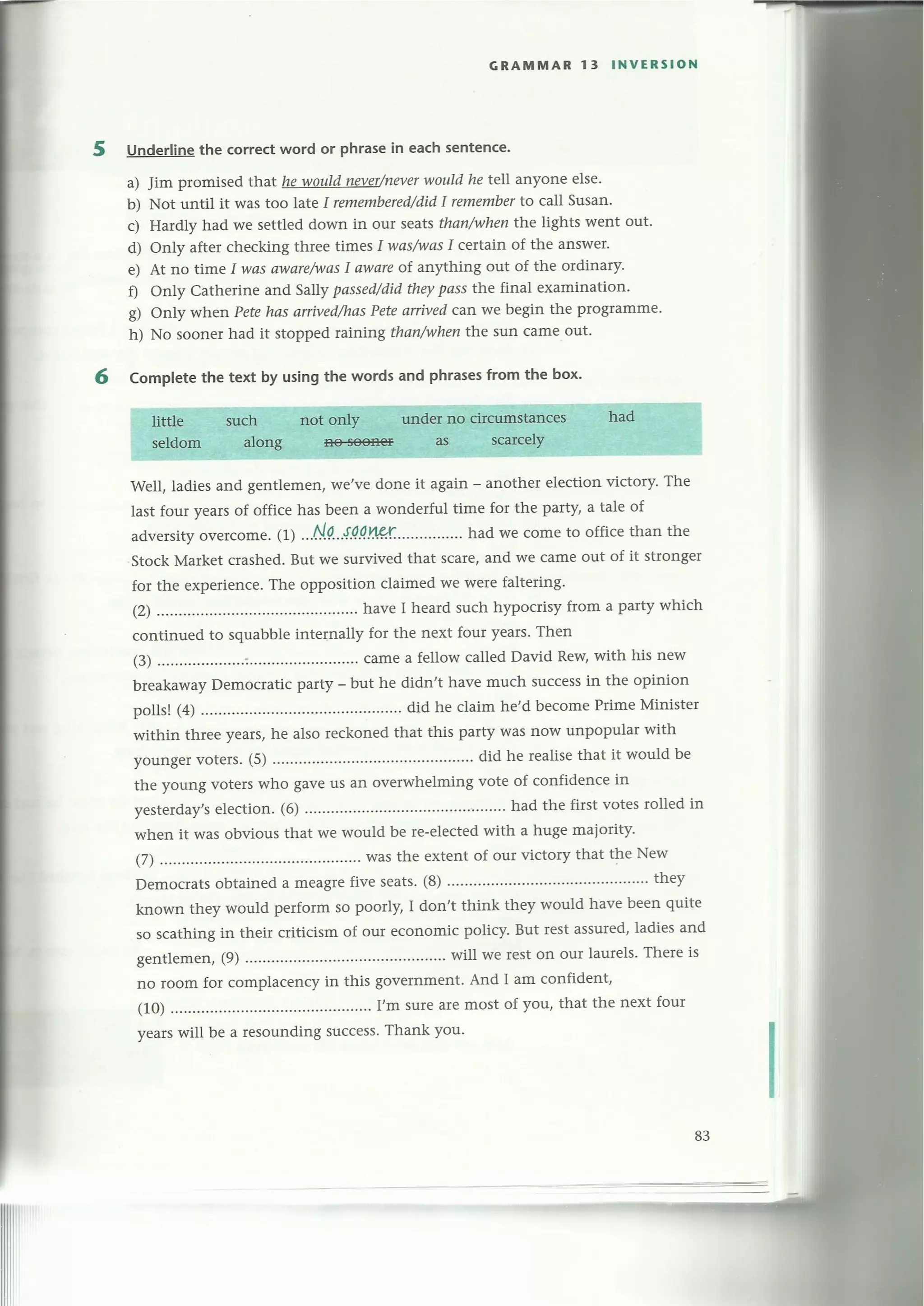 Proficiency inversion from Michael Vince´s Advanced Grammar exercises | PDF