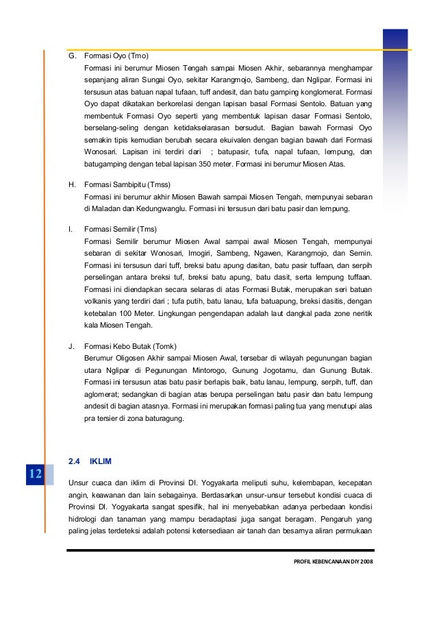 Profil Kebencanaan Daerah Istimewa Yogyakarta 2008
