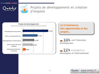 Projets de développement et création d’emploisLe E-Commerce:Des opportunités et des projets… Projets de développement	   ont l’intention d’embaucher.envisagent se développer à l’international.18