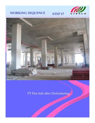 WORKING SEQUENCE
PT Flat slab after Deshuttering.
STEP 17
 