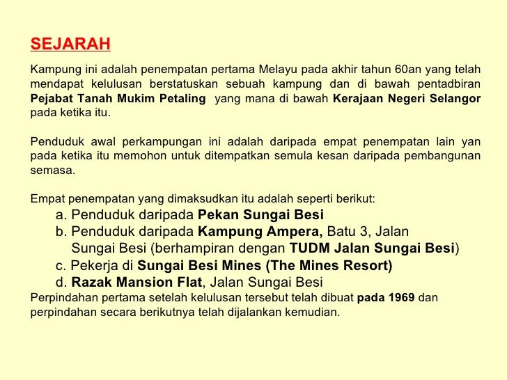 Profile Ringkas Kg Malaysia Raya Untuk Pelawat