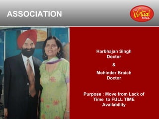 ASSOCIATION Harbhajan Singh Doctor & Mohinder Braich Doctor Purpose : Move from Lack of Time  to FULL TIME Availability 
